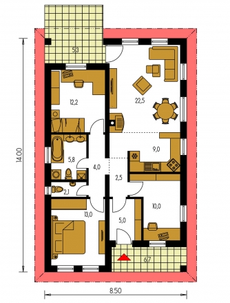 Mirror image | Floor plan of ground floor - BUNGALOW 39